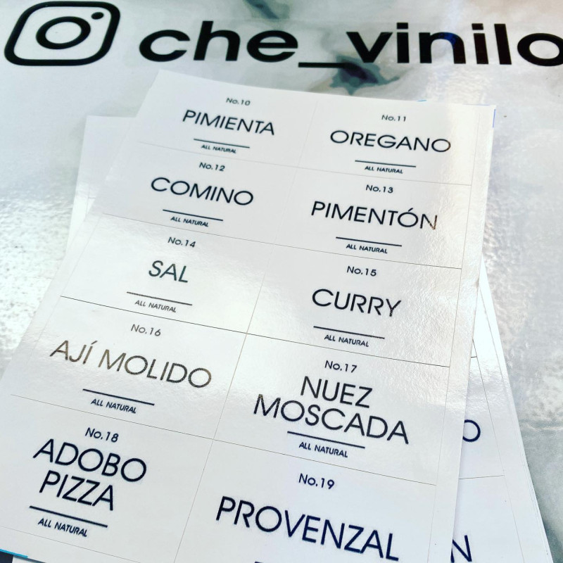 Etiquetas condimentos blancas