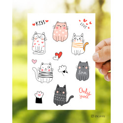 Plancha Stickers Gatitos Cute